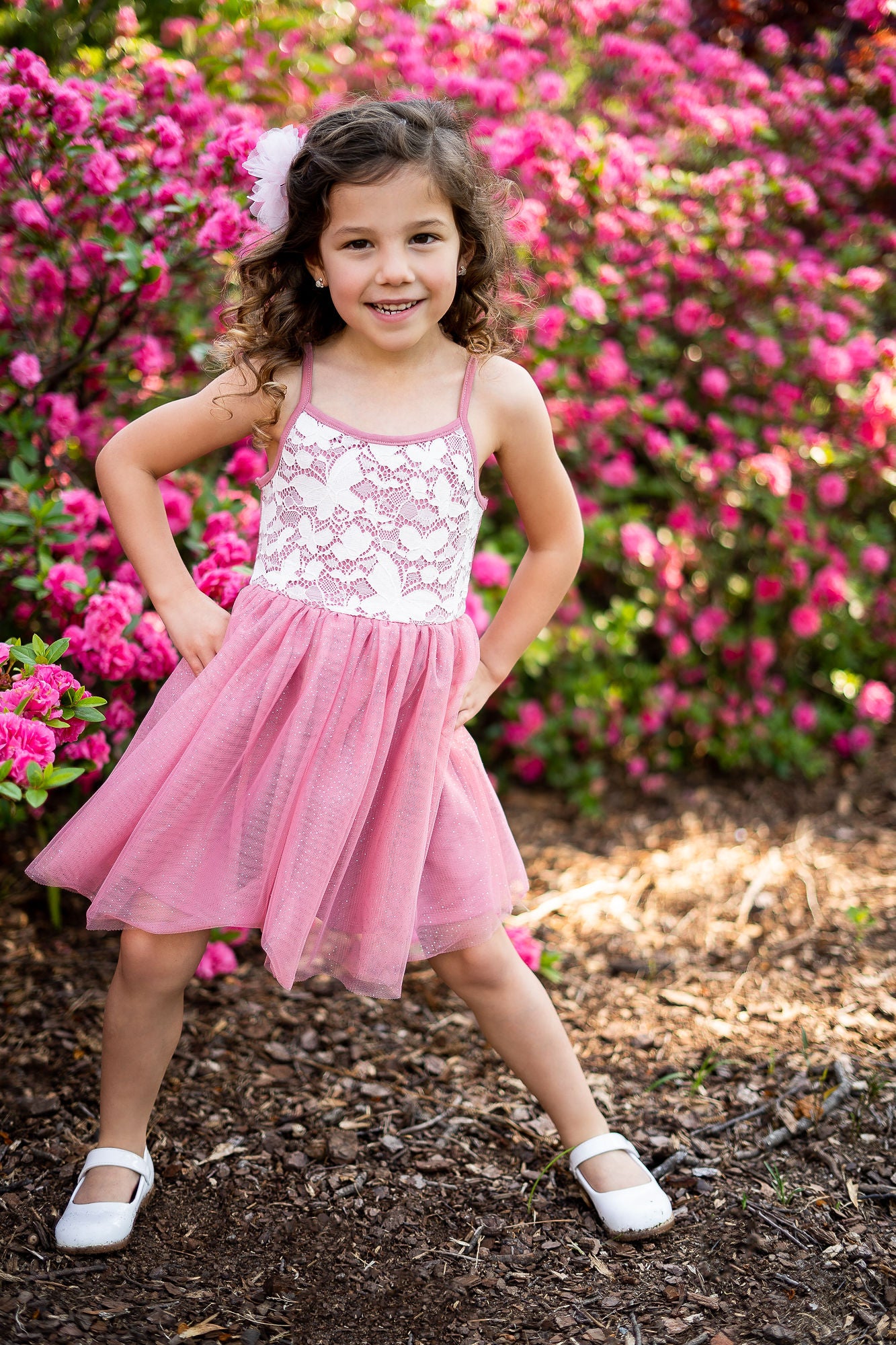 Dusty Rose Lace Tutu Dress with Free Matching Scrunchie #2207006