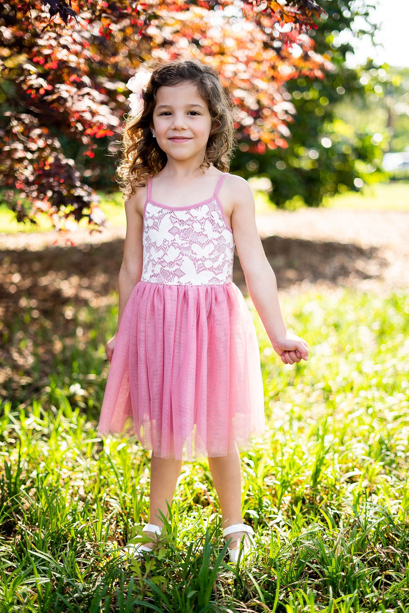 Dusty Rose Lace Tutu Dress with Free Matching Scrunchie #2207006