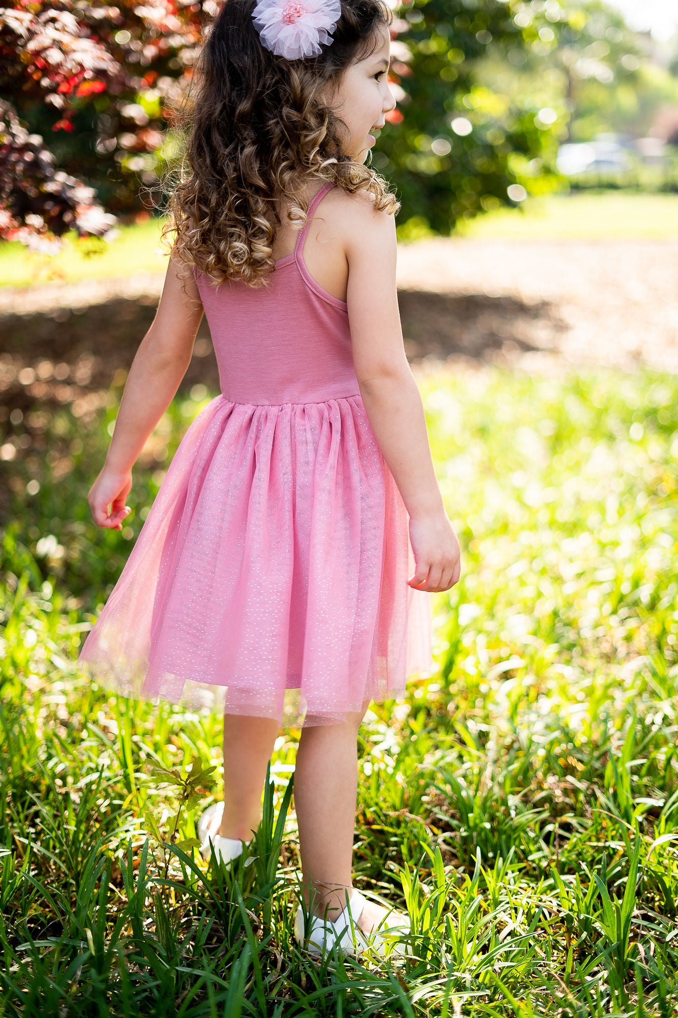 Dusty Rose Lace Tutu Dress with Free Matching Scrunchie #2207006