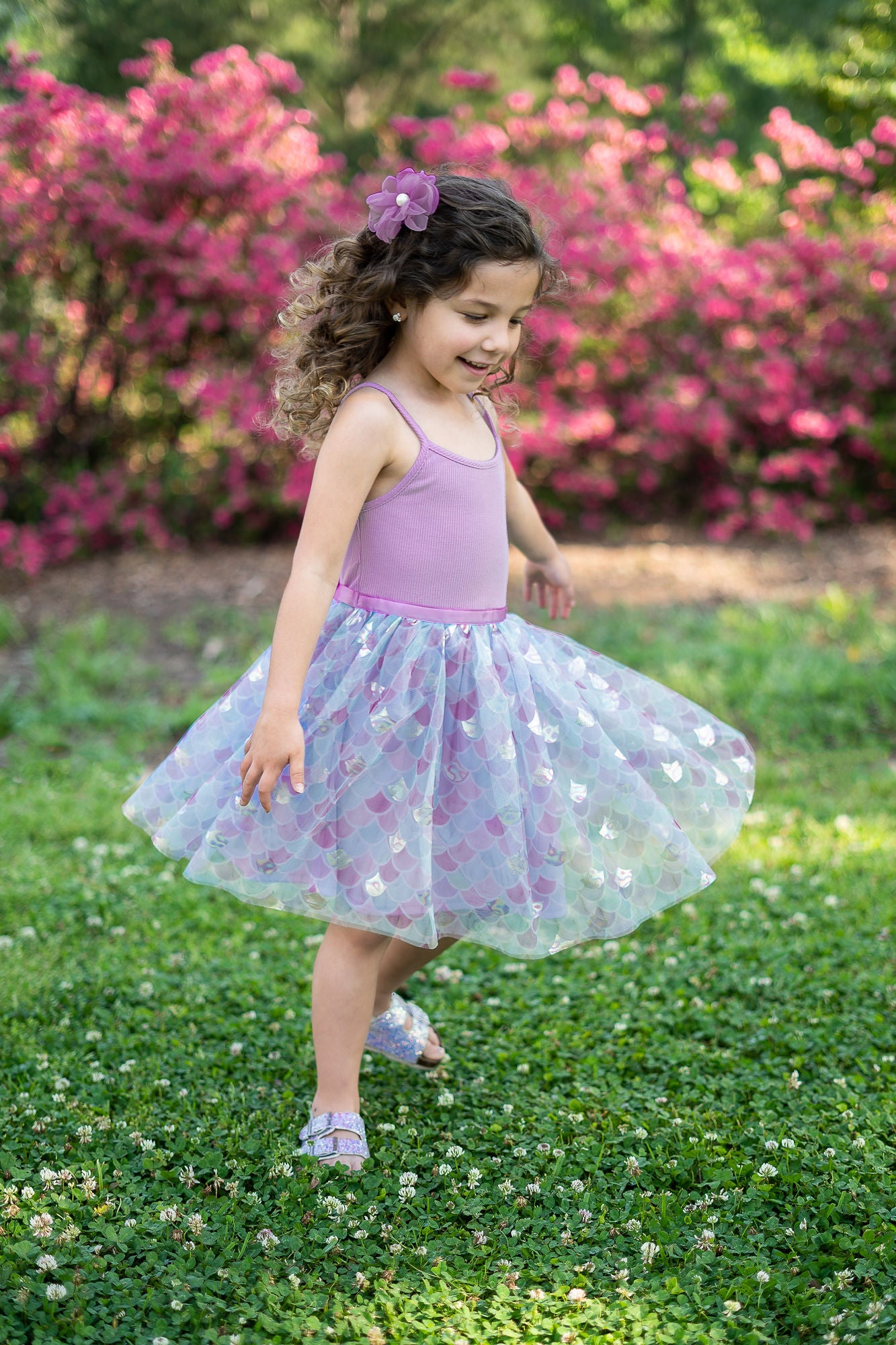 Lavender Mermaid Tutu Dress with Matching Long Sleeve Cardigan For 3-7 Years