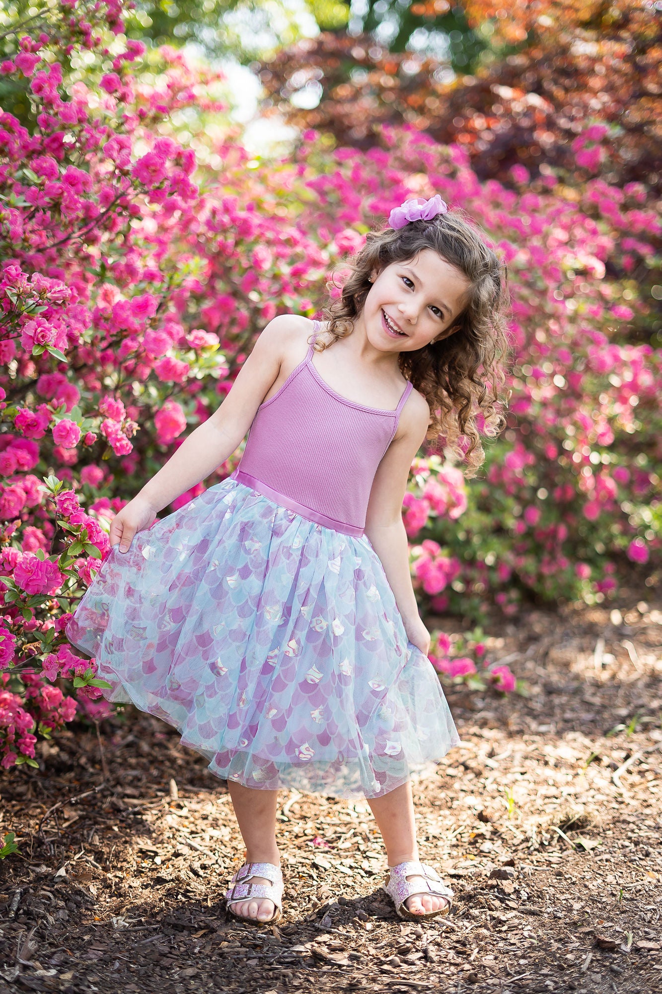Lavender Mermaid Tutu Dress with Matching Long Sleeve Cardigan For 3-7 Years