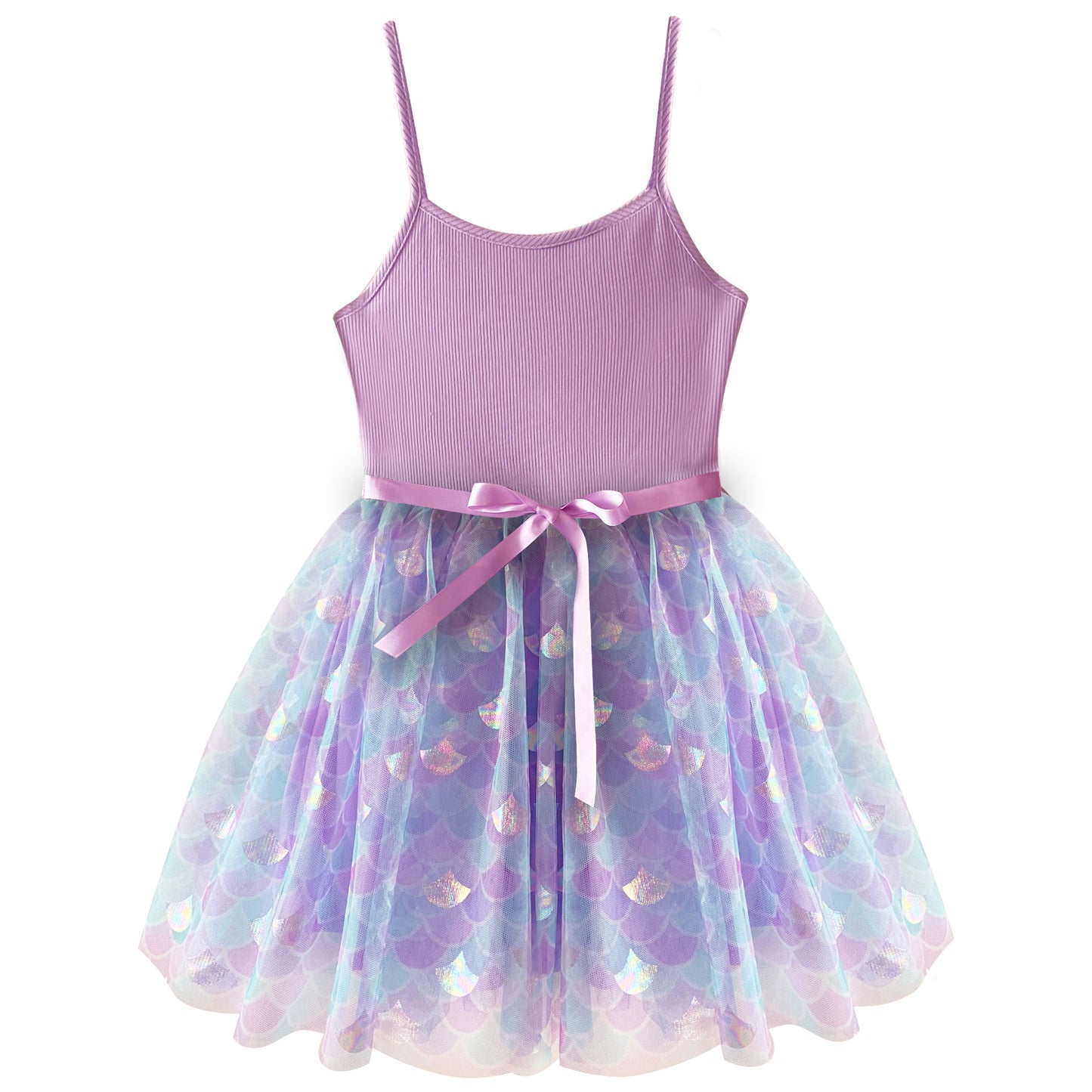 Lavender Mermaid Tutu Dress with Matching Long Sleeve Cardigan For 3-7 Years