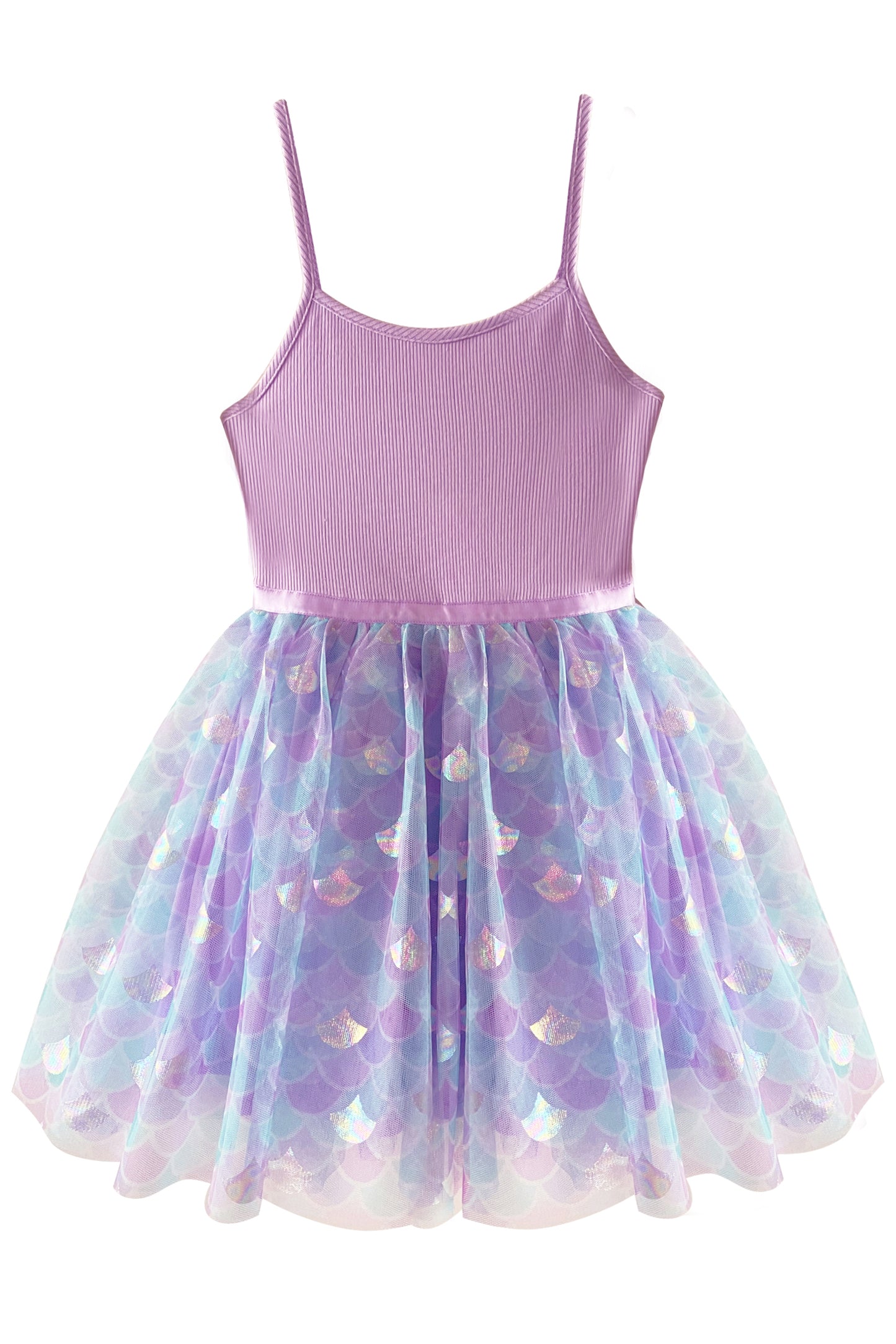 Lavender Mermaid Tutu Dress with Matching Long Sleeve Cardigan For 3-7 Years