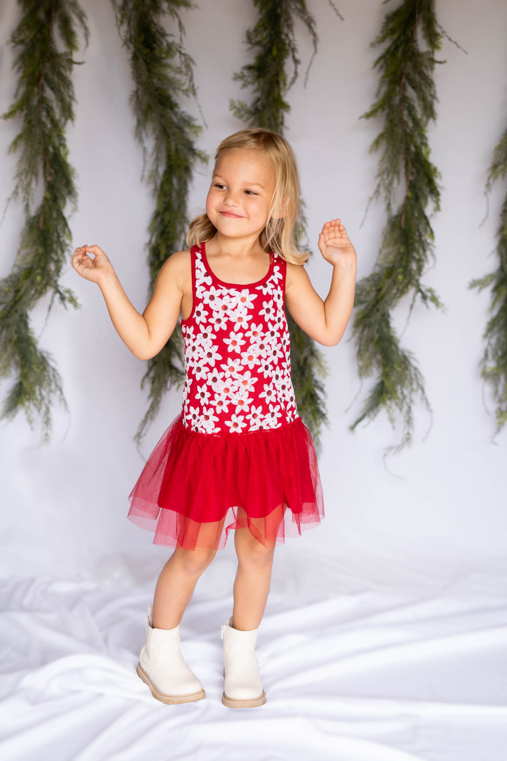 childrens red sparkly dress Red Sequin Twirl Dress for Girls