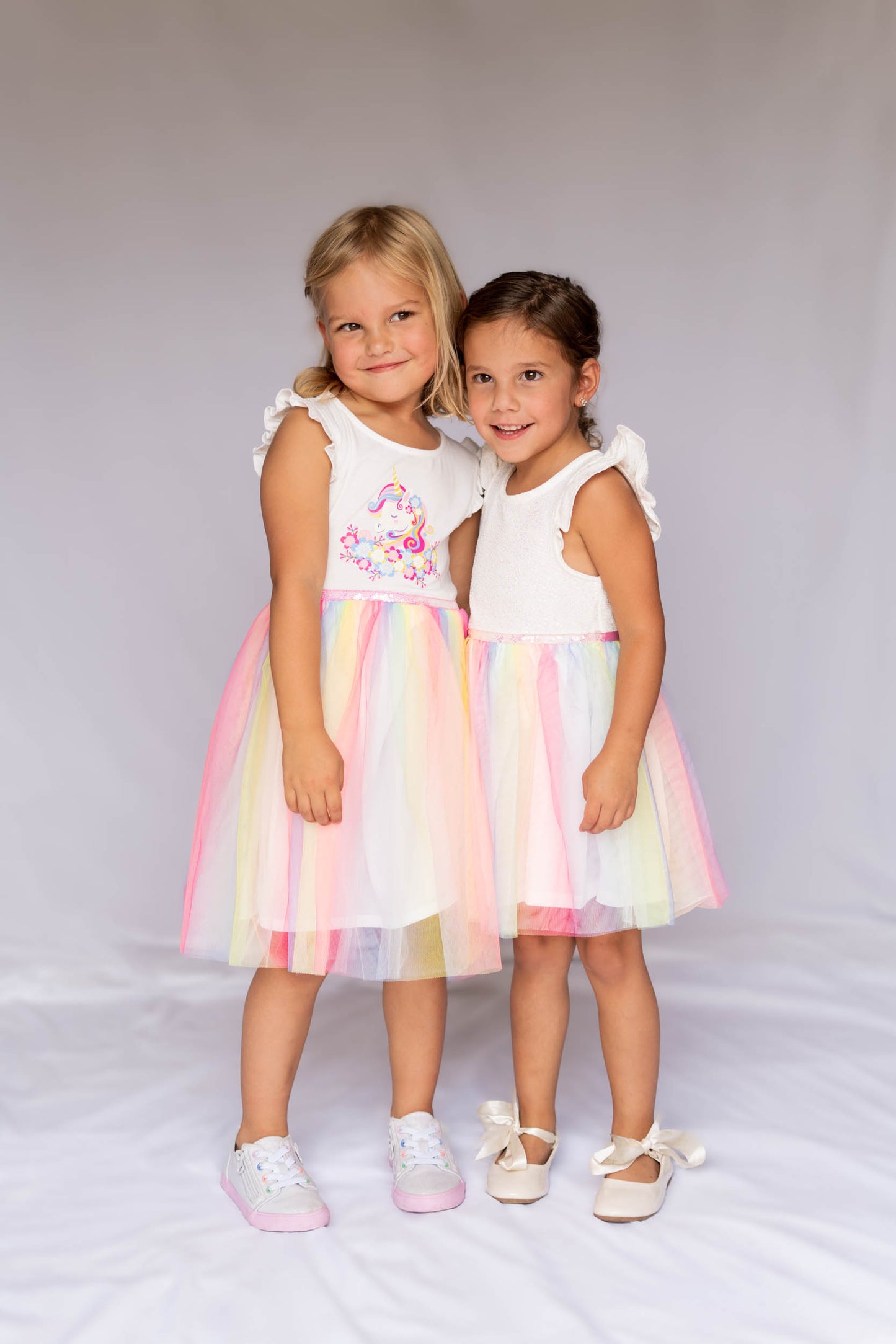 Girls Rainbow Tutu Dress for 3-7 Years With Free Rainbow Hair Scrunchies #22002