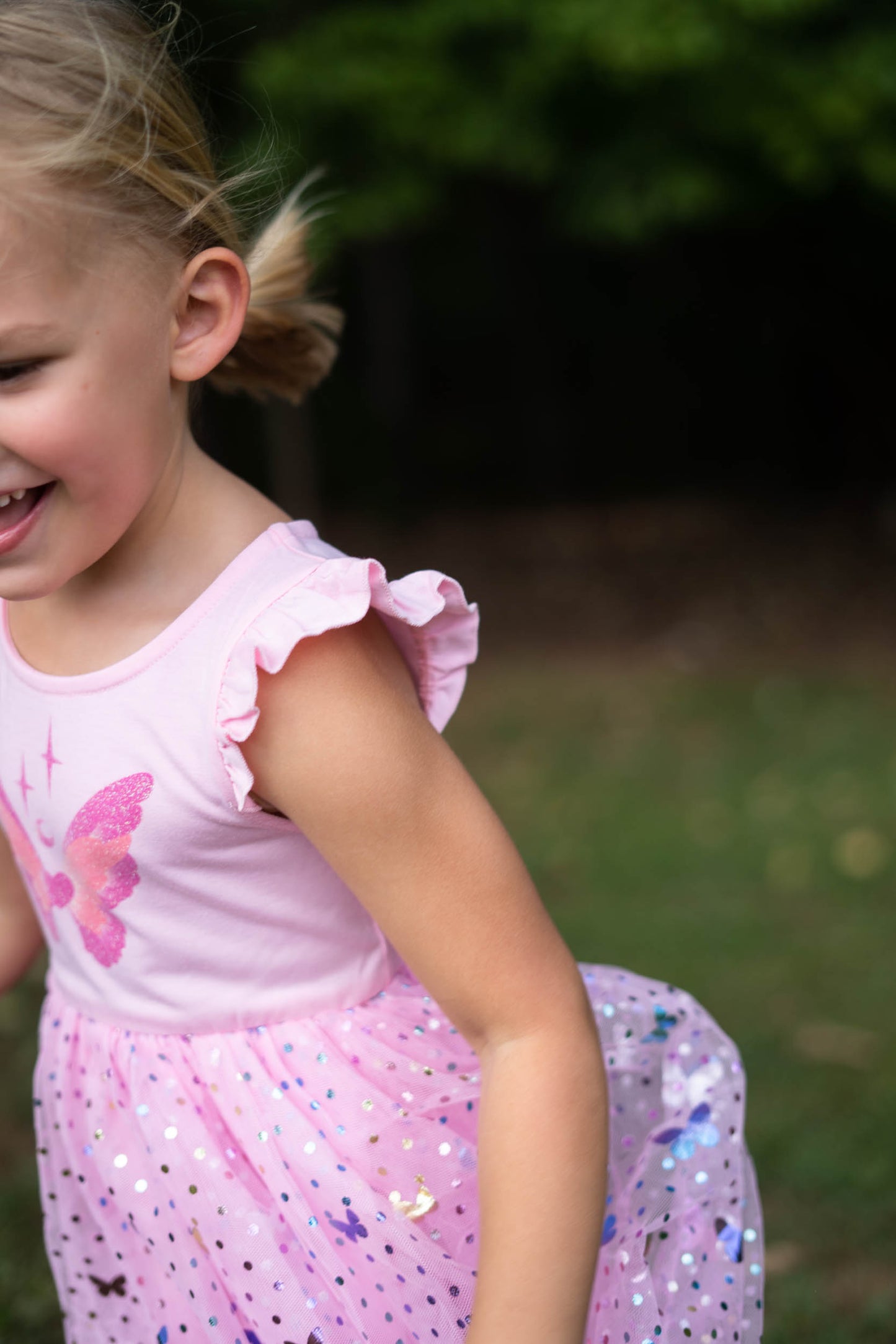 Girls Pink Butterfly Tutu Dress for 3-7 Years with FREE Pink Hair Scrunchies #22007