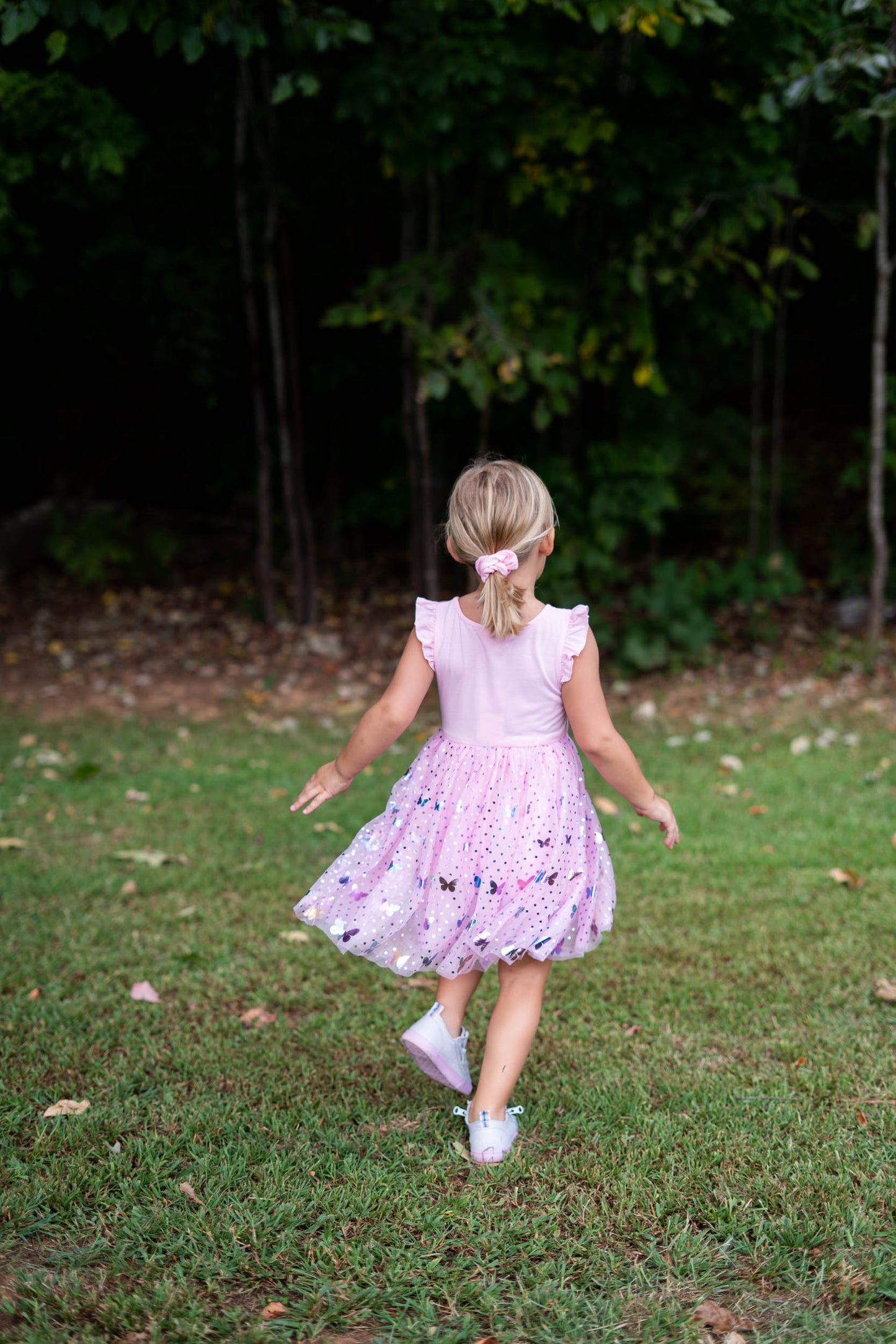 Girls Pink Butterfly Tutu Dress for 3-7 Years with FREE Pink Hair Scrunchies #22007