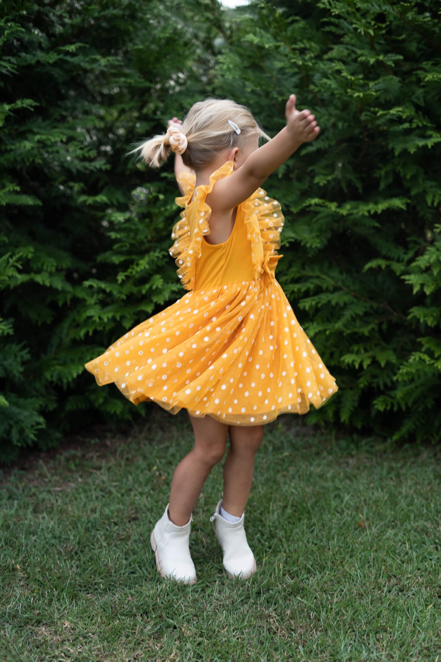 Gold Ruffle Lace Dress with Free Gold Hair Scrunchies #2205038