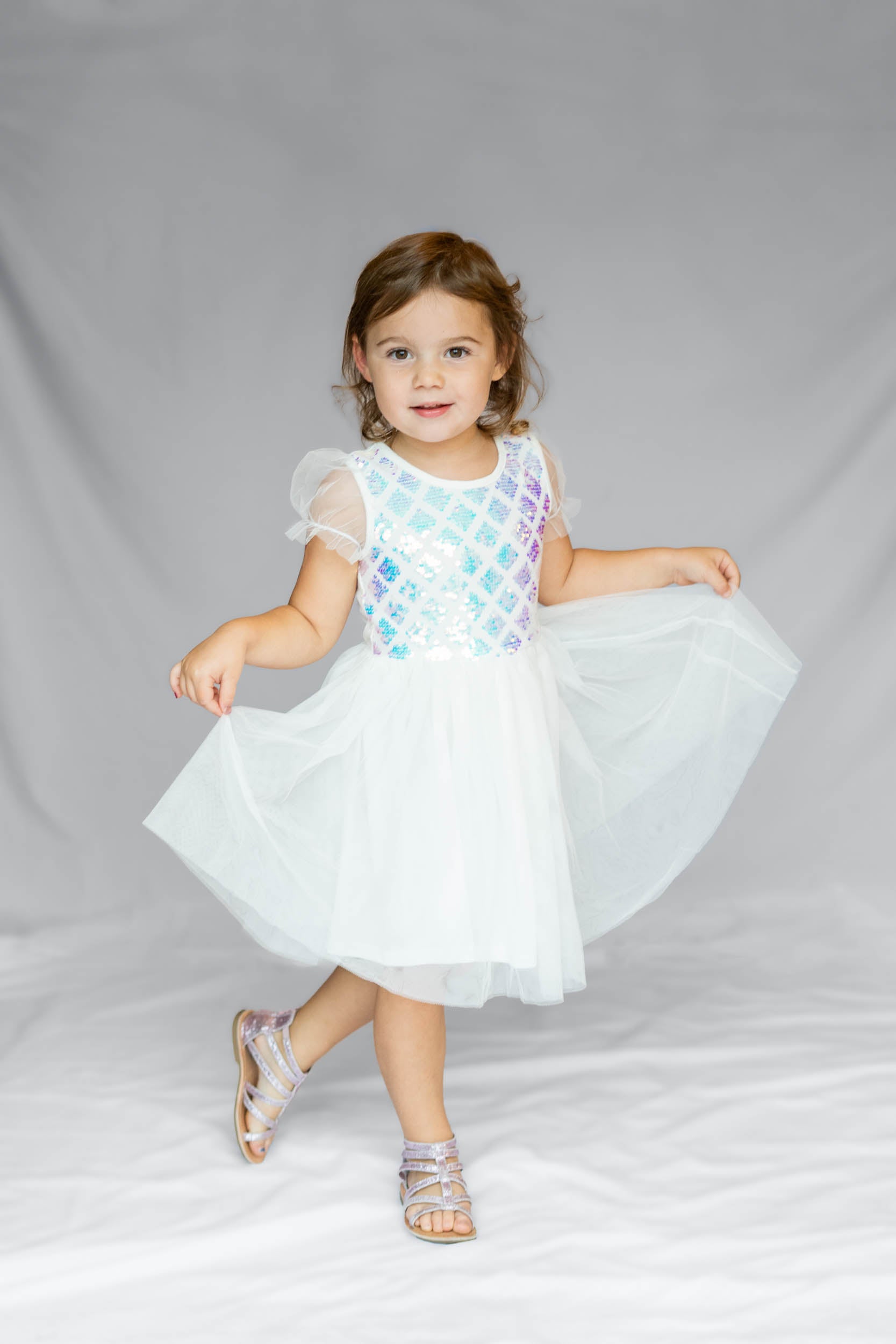 Mermaid White Sequin Dress #2204005 5 US Kids' numeric Mermaid White Sequin Dress #2204005 5 US Kids' numeric