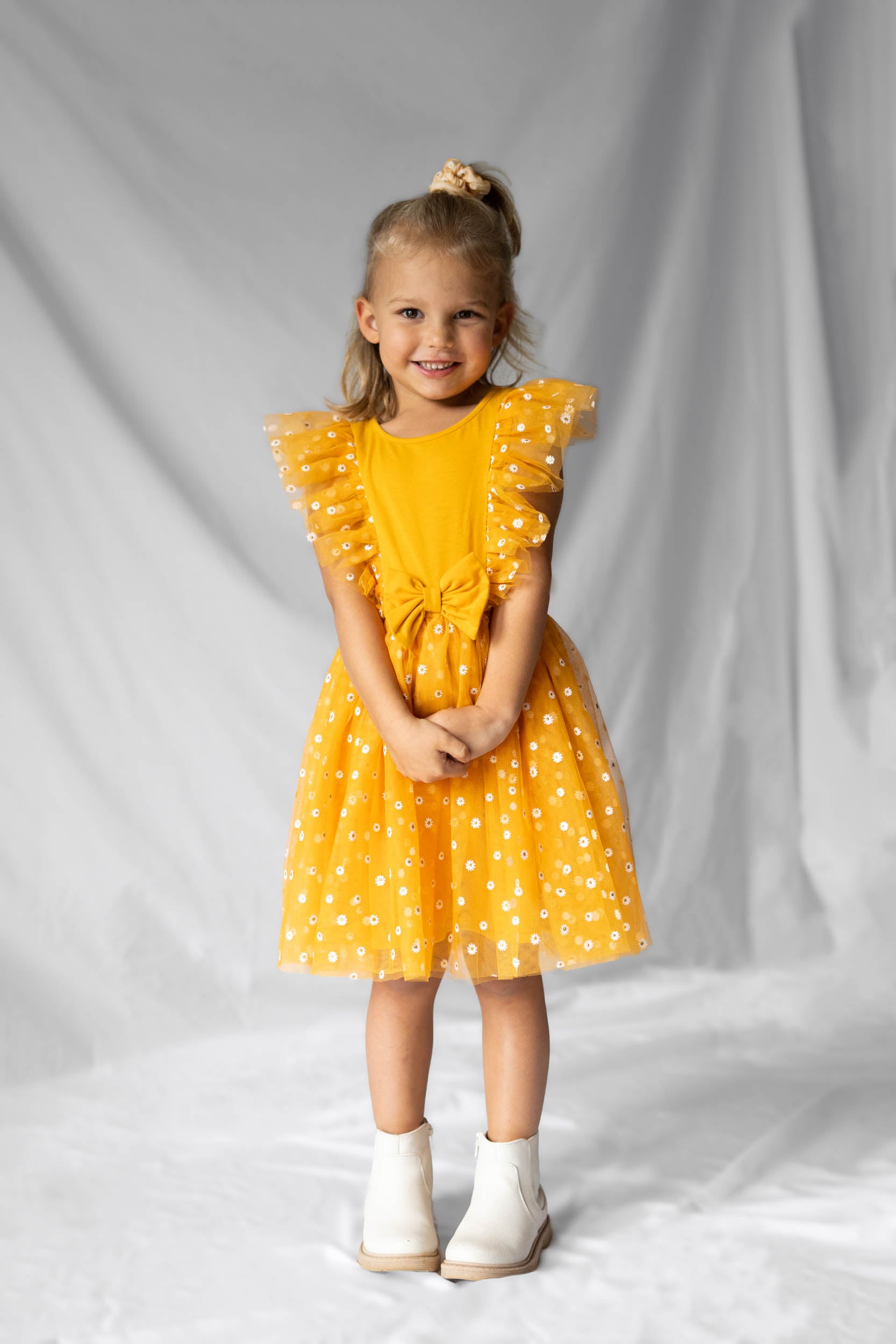Gold Ruffle Lace Dress with Free Gold Hair Scrunchies #2205038 Aroy Kids Gold Ruffle Lace Dress with Free Gold Hair Scrunchies #2205038 Aroy Kids