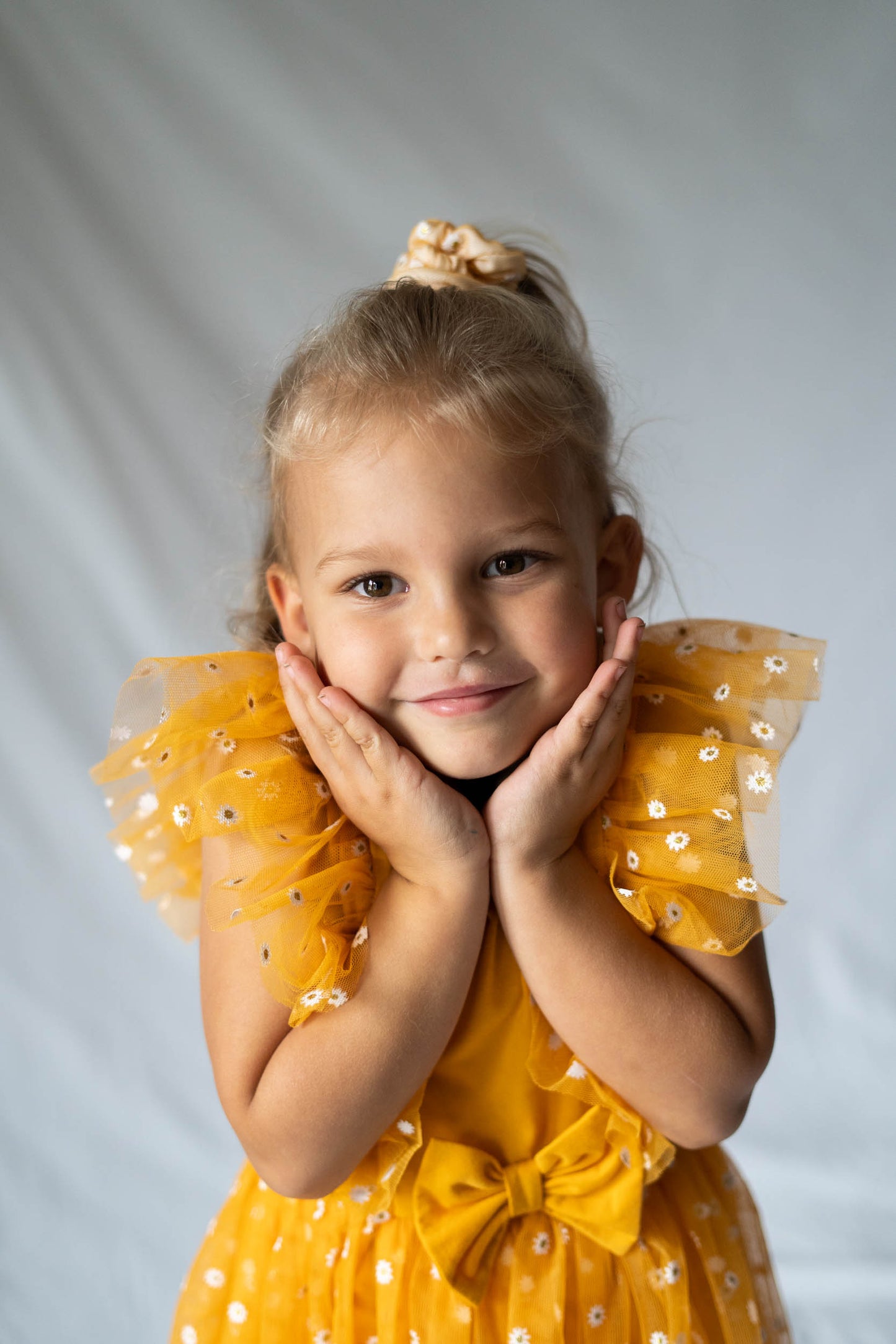 Gold Ruffle Lace Dress with Free Gold Hair Scrunchies #2205038