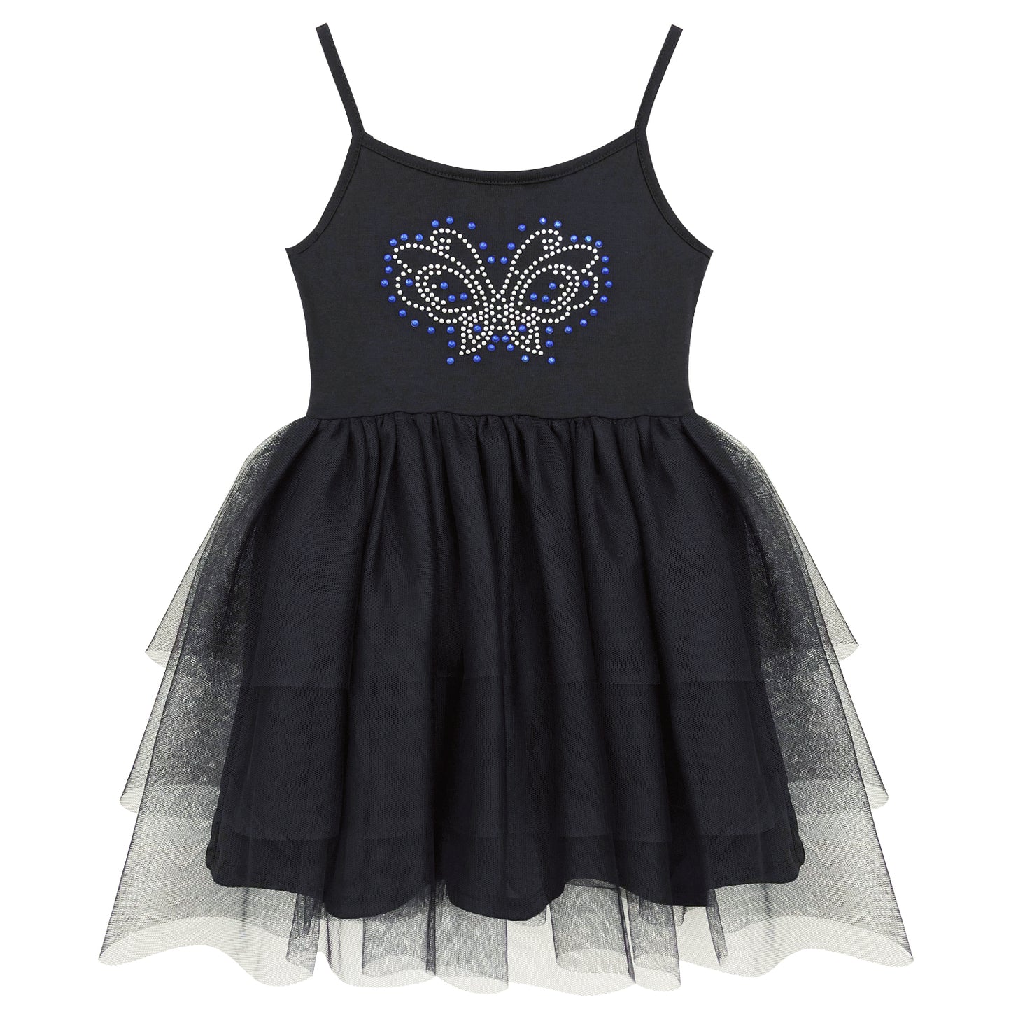 Girl's Black Butterfly Tutu Dress For 3-7 Years #22008