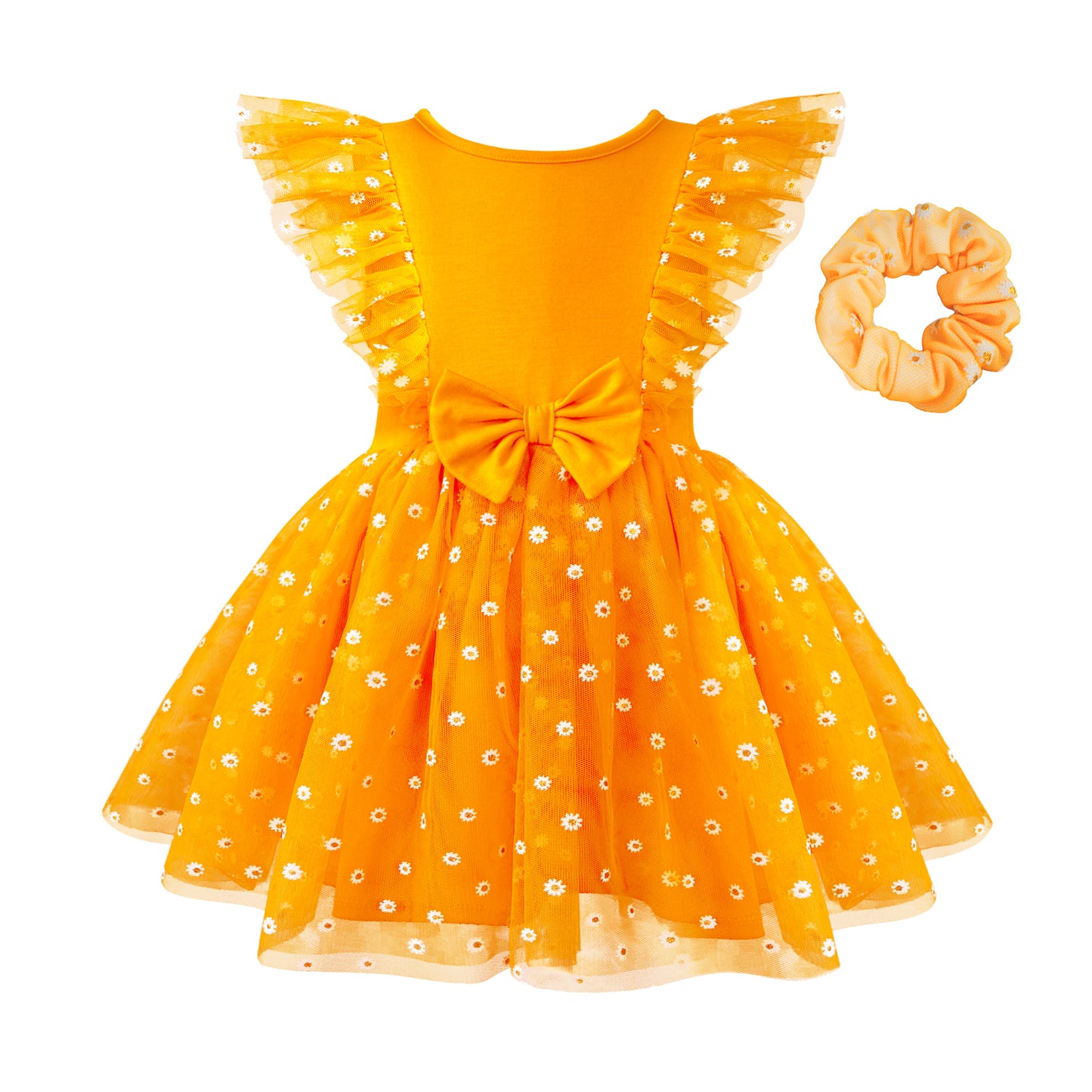 Gold Ruffle Lace Dress with Free Gold Hair Scrunchies #2205038