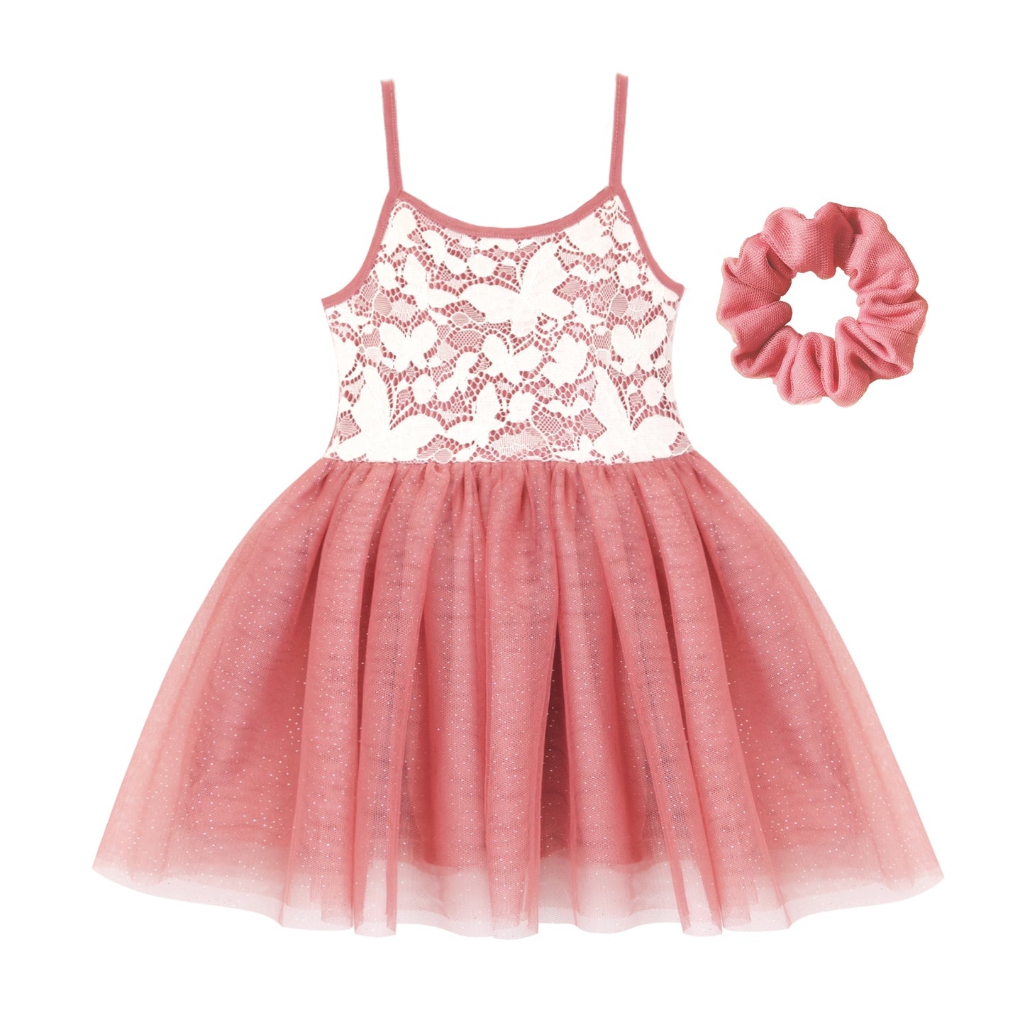 Dusty Rose Lace Tutu Dress with Free Matching Scrunchie #2207006