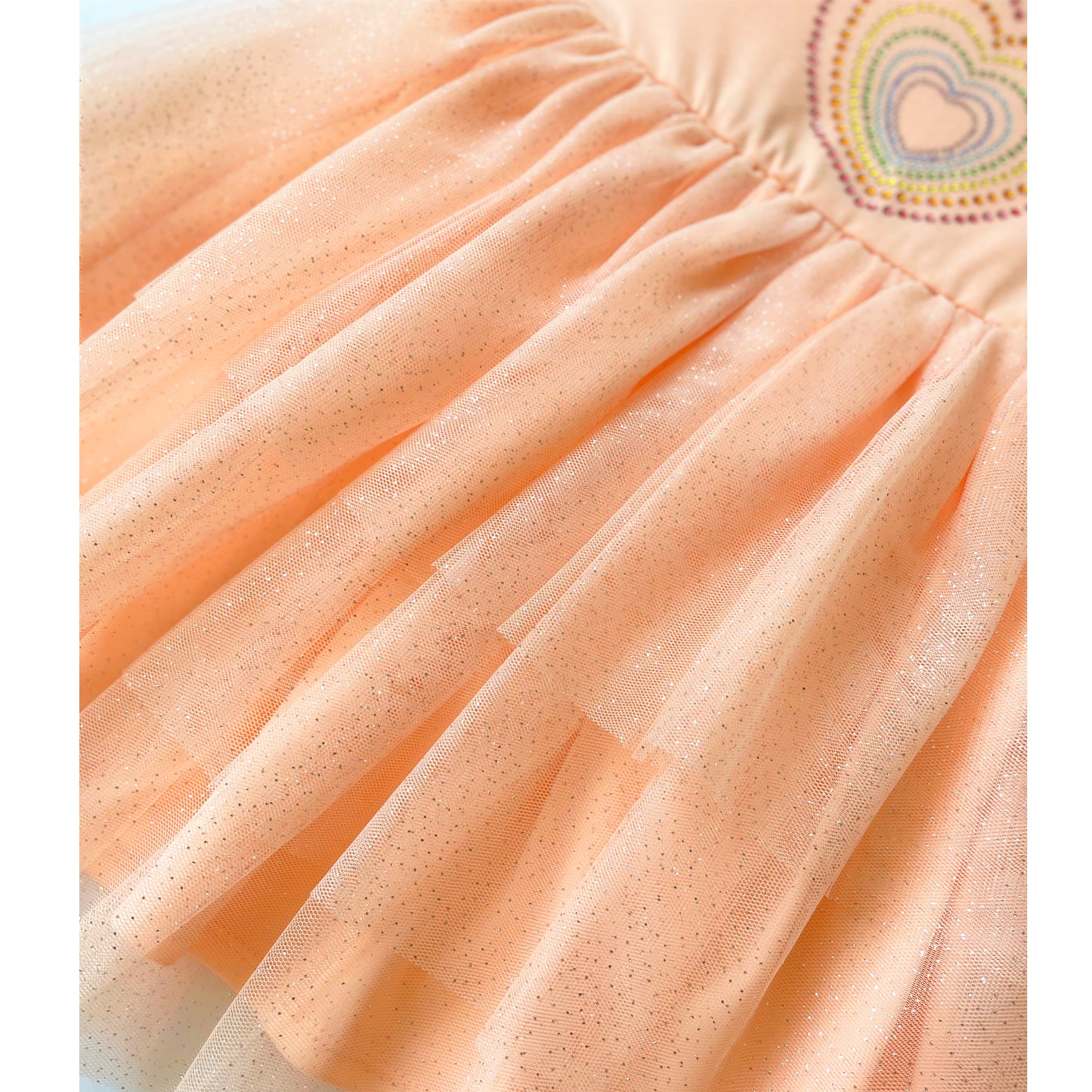 Girl's Peach Heart Tutu Dress For 3-7 Years #22008