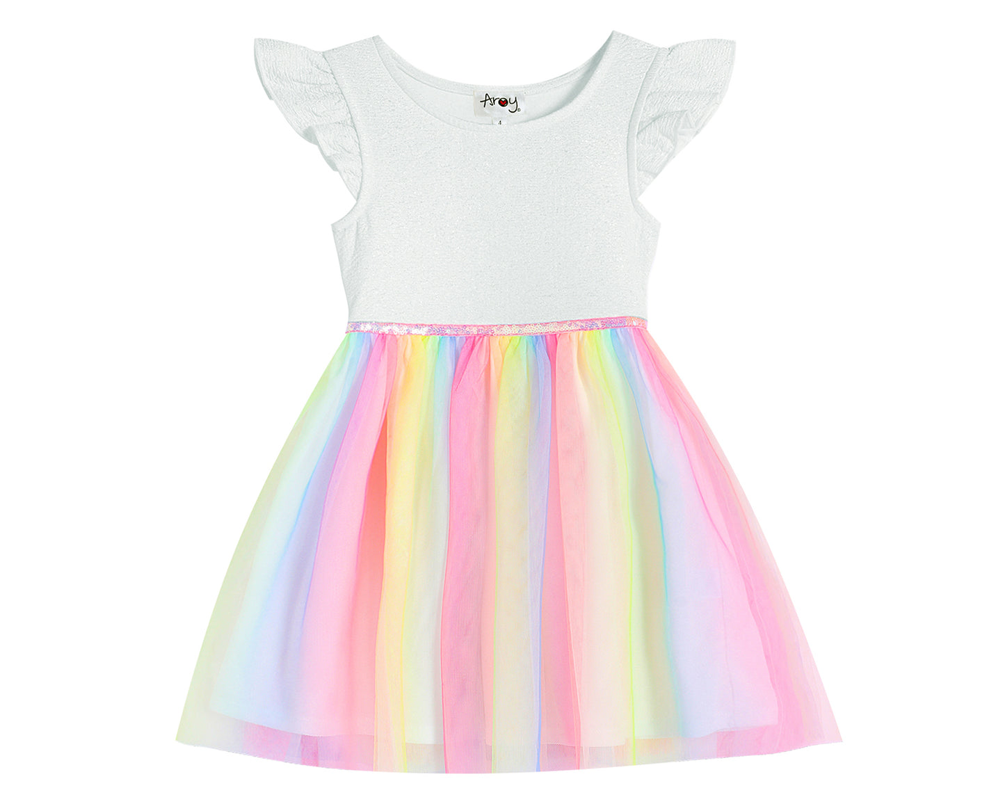 Girls Rainbow Tutu Dress for 3-7 Years With Free Rainbow Hair Scrunchies #22002