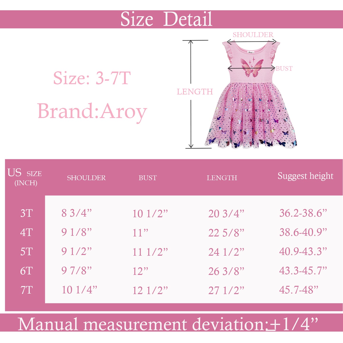 Girls Pink Butterfly Tutu Dress for 3-7 Years with FREE Pink Hair Scrunchies #22007