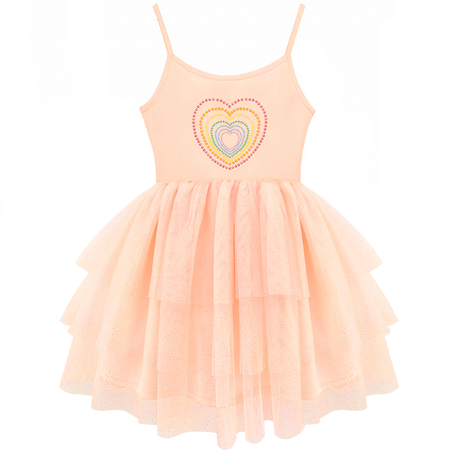 Girl's Peach Heart Tutu Dress For 3-7 Years #22008