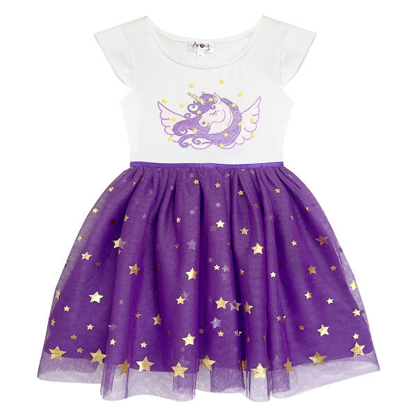 Girls Purple Unicorn Tutu Dress for 3-7 Years #22003