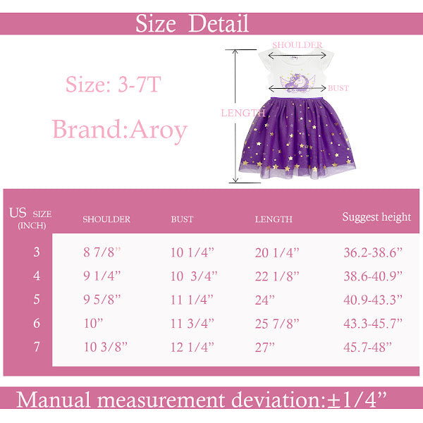 Girls Purple Unicorn Tutu Dress for 3-7 Years #22003