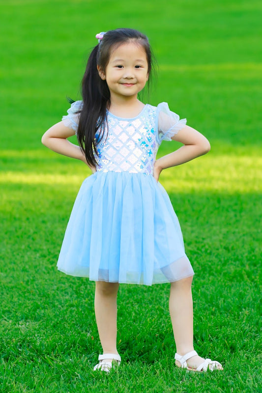 Mermaid Blue Sequin Dress #2204005