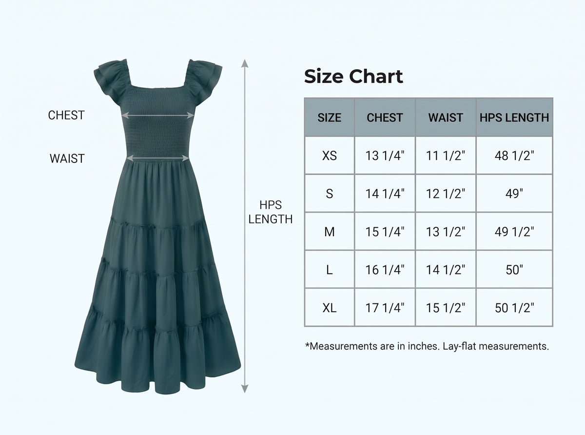 Flutter Sleeve Smocked top Midi Dress #Z6G125