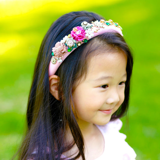 Girls Colorful Handmade Flower Hair Crown, Flower Cystal Headband