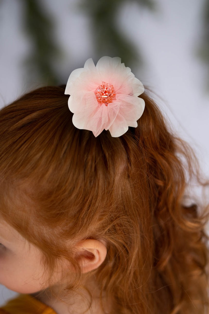 Girl Hair Flower Clips Bows Mesh Beaded Clip