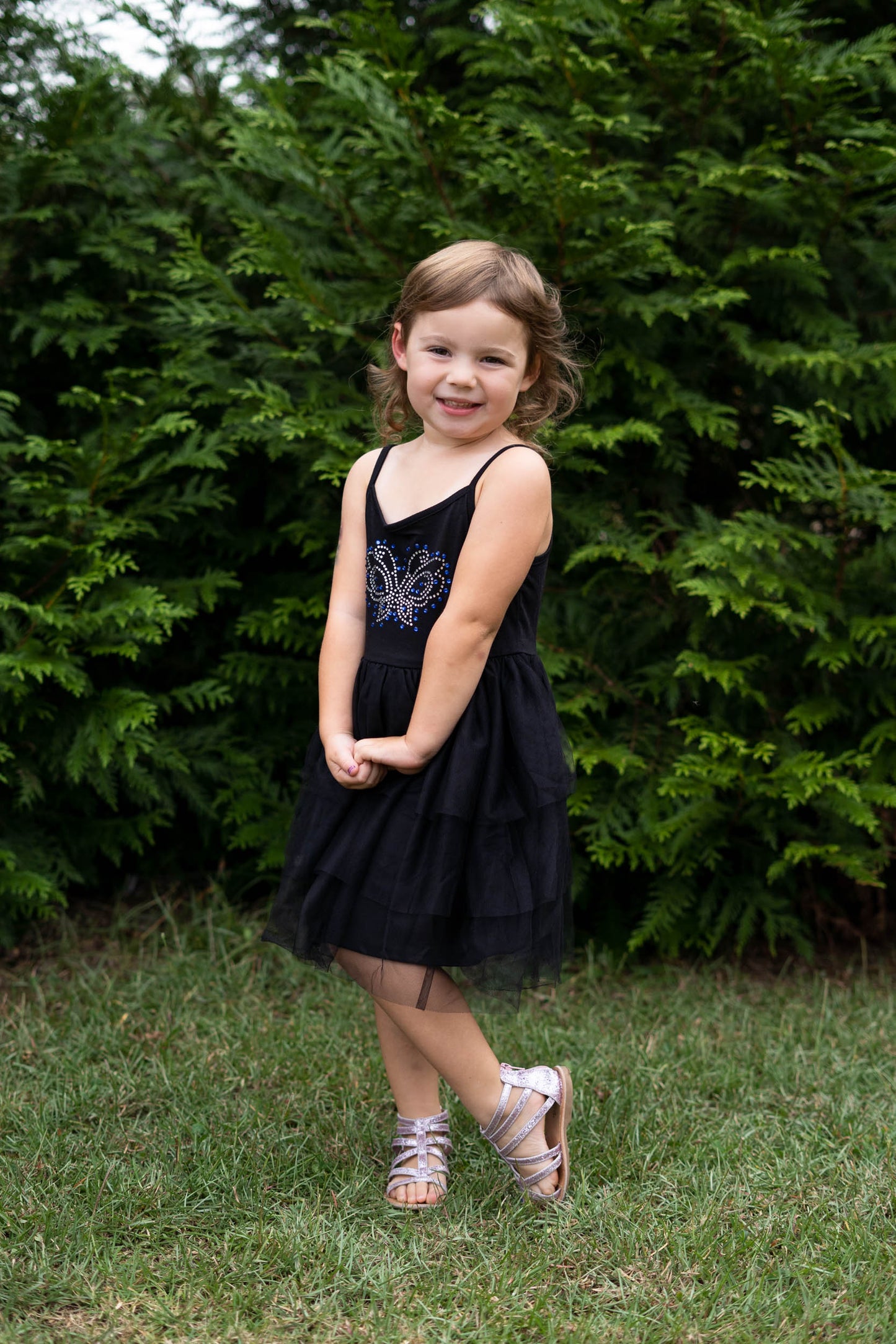 Girl's Black Butterfly Tutu Dress For 3-7 Years #22008