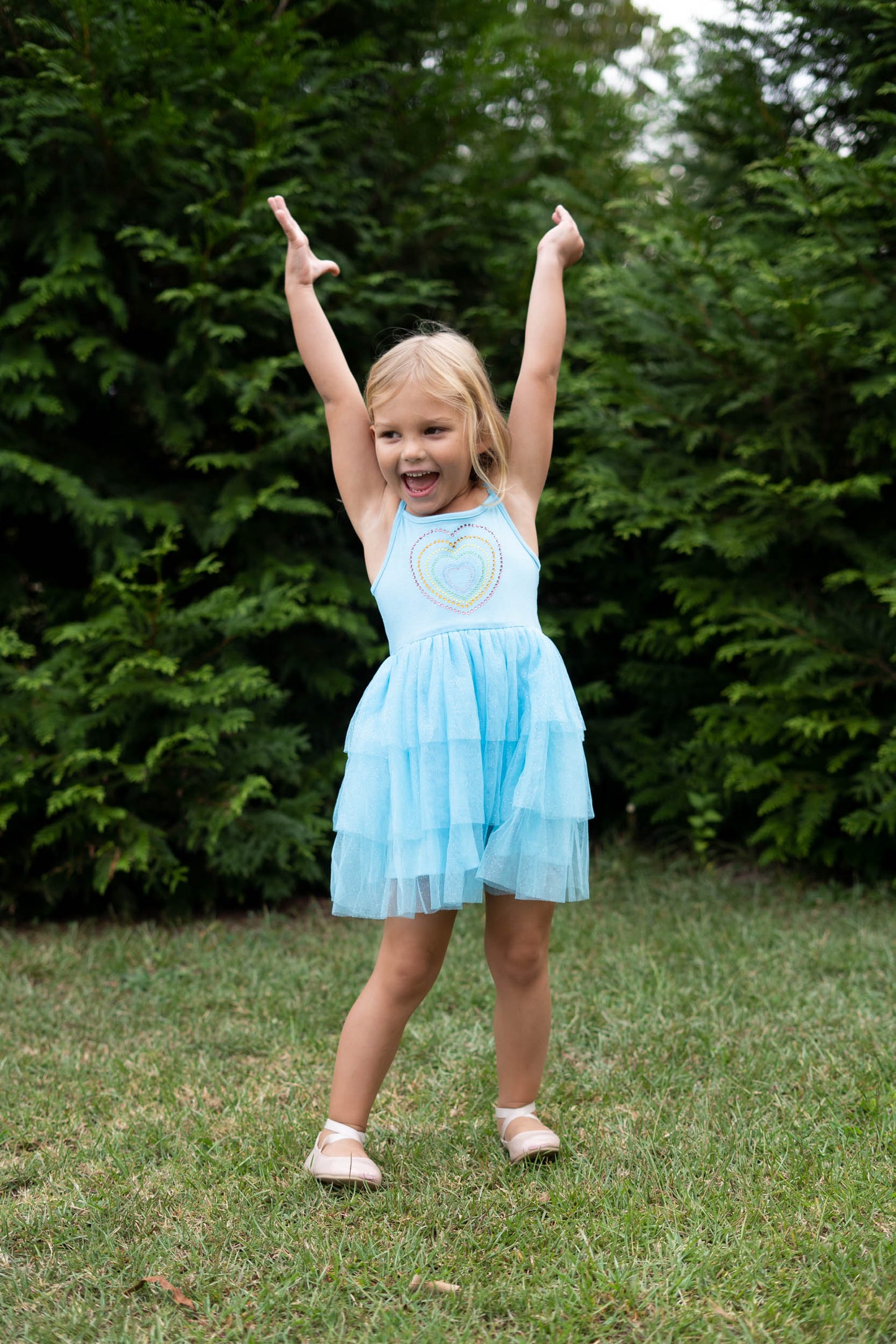 Girl's Blue Heart Tutu Dress For 3-7 Years #22008 Aroy Kids Girl's Blue Heart Tutu Dress For 3-7 Years #22008 Aroy Kids