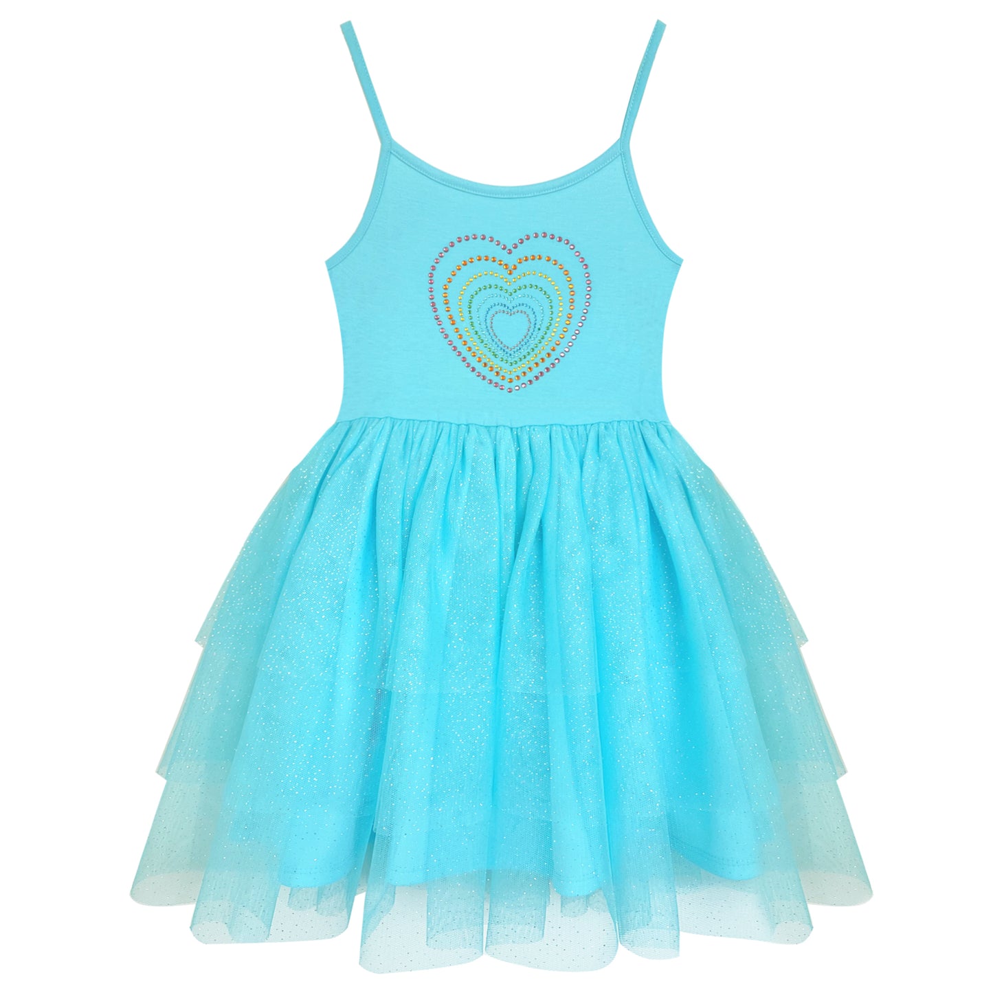 Girl's Blue Heart Tutu Dress For 3-7 Years #22008