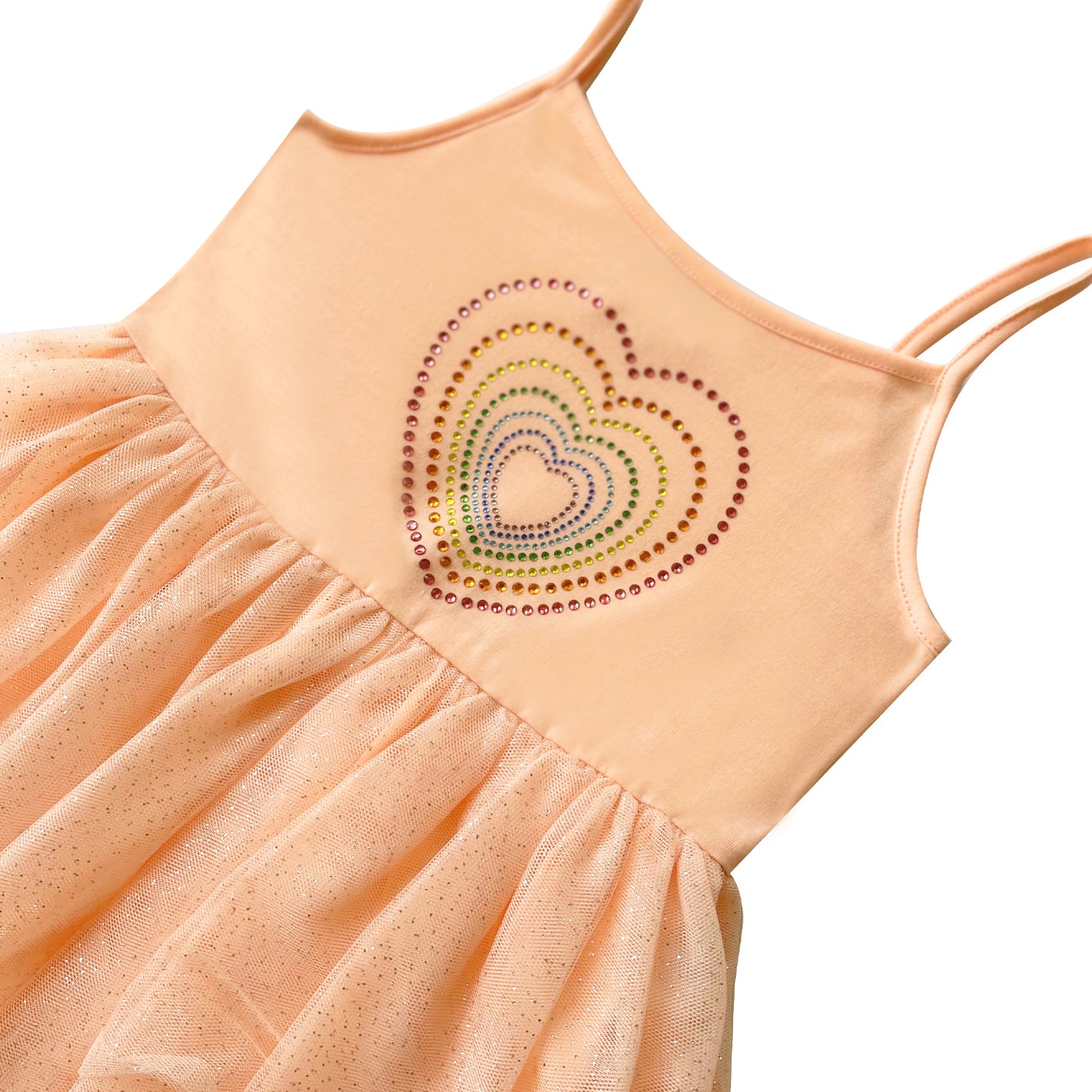 Girl's Peach Heart Tutu Dress For 3-7 Years #22008