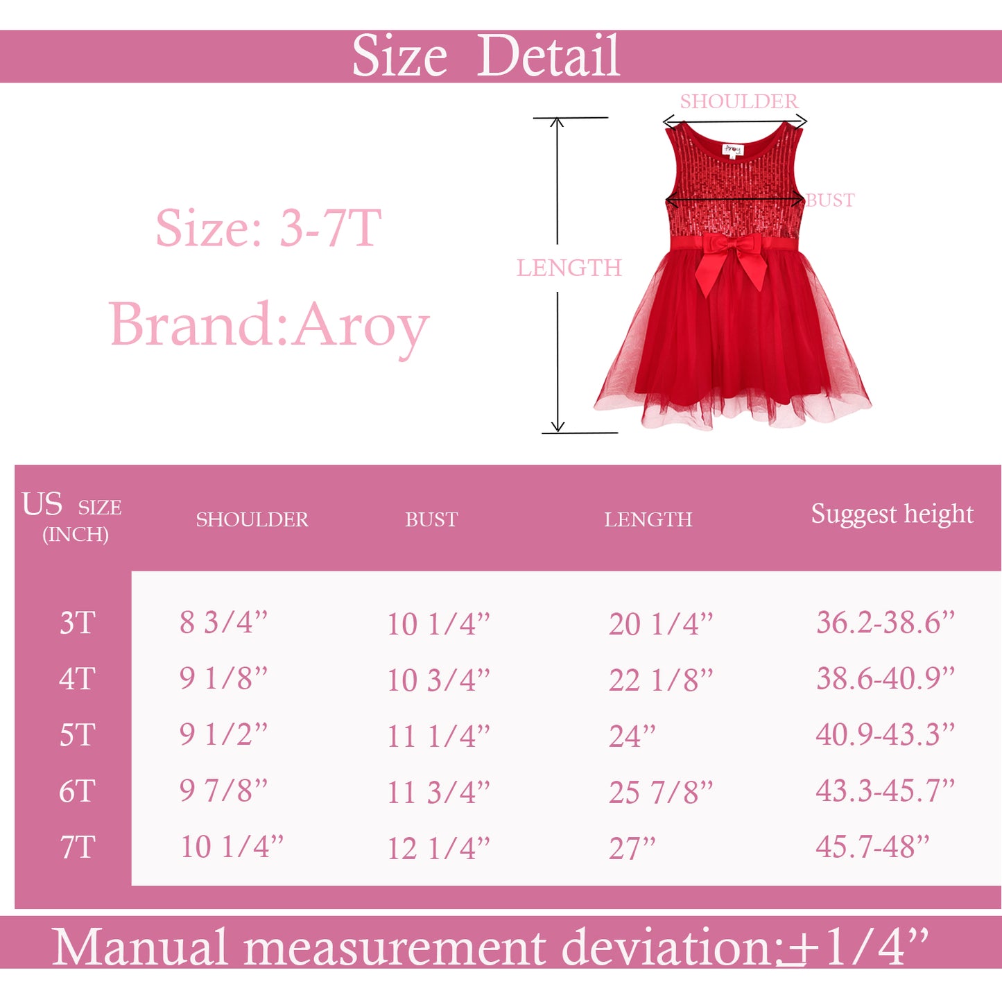 Girls Red SequinTutu Dress for 3-7 Years #22006