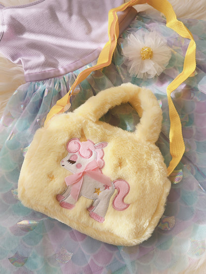 Girls Fluffy Unicorn Crossbody Bag